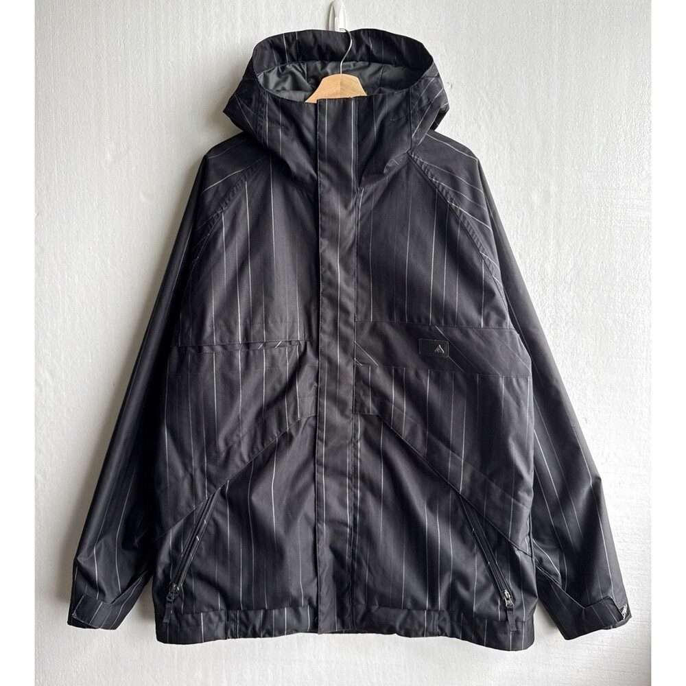 Burton Dryride Men’s XL Full Zip Hoodie Snowboard Jacket Black Striped Winter